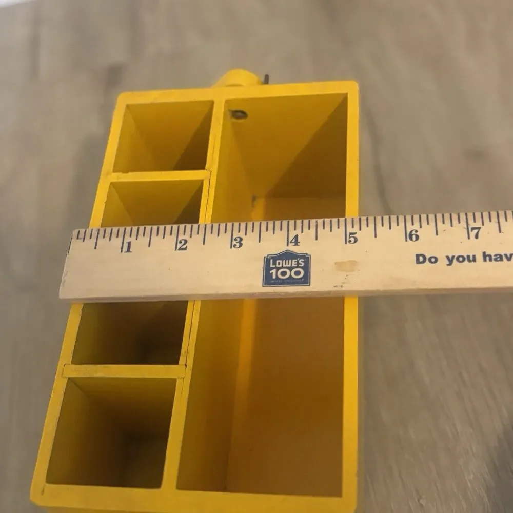Vtg 1984 Teleflora Yellow Wooden Handle Caddy Desk Organizer Flower Crate 8in